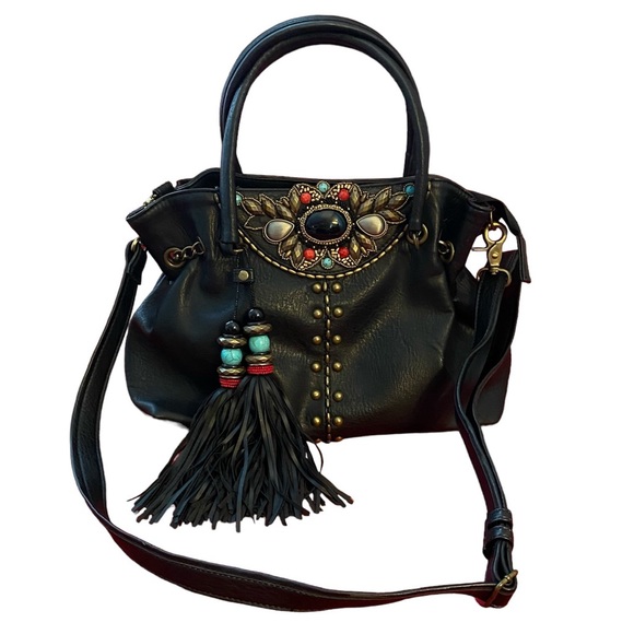 Mary Frances Black Leather Beaded Bag - Picture 2 of 15